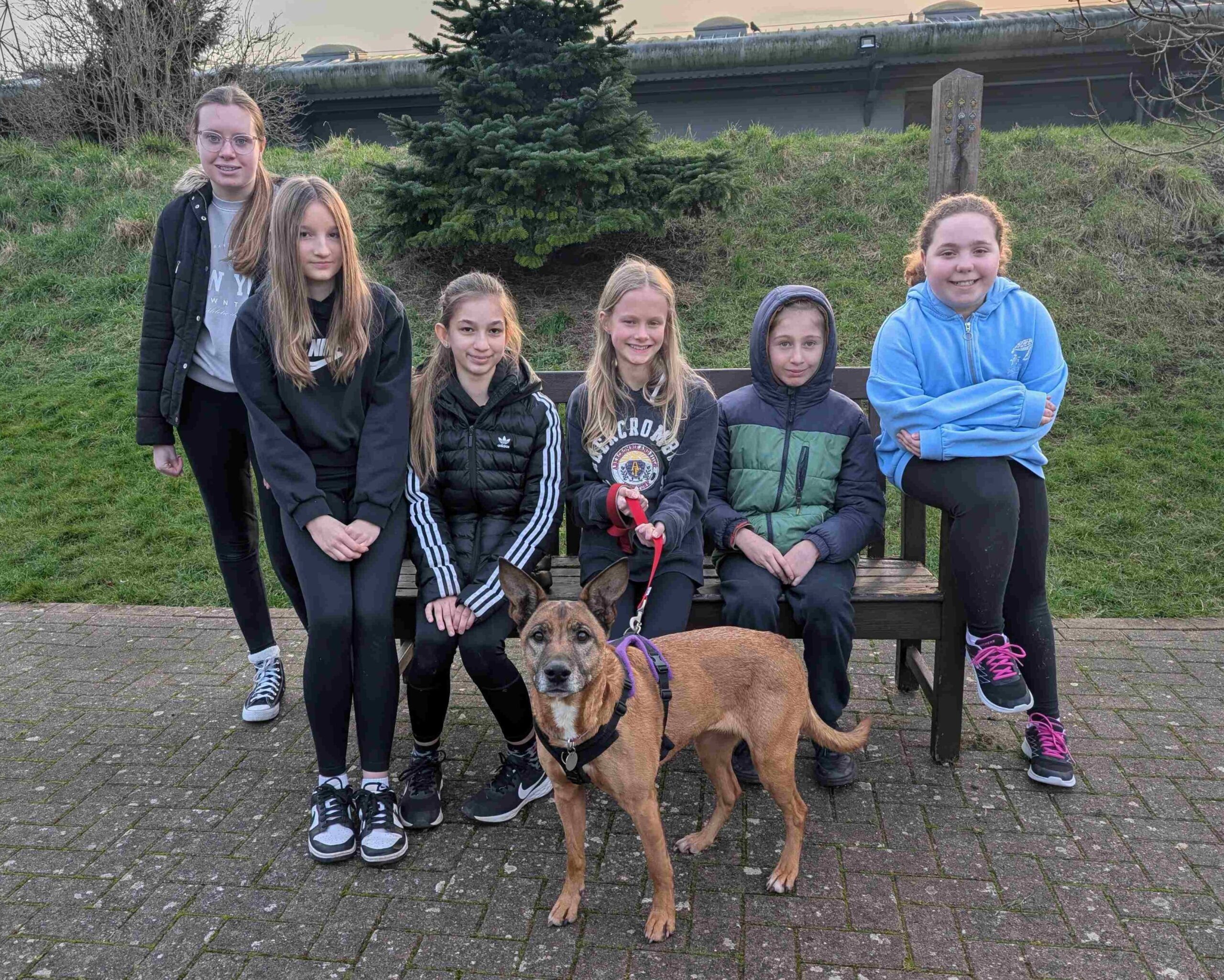 Yound people who attended Animal Days with Rita the dog