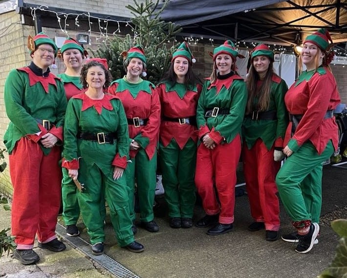 Our team dressed as elves for the Fesive Fayre